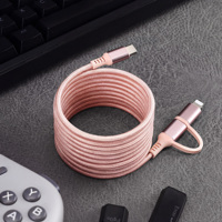 Kabel Pengisian Cepat 60W 2 in 1, Kabel Data Multi Pengisian Berbahan Nilon Kepang untuk Ponsel Tablet OEM ODM