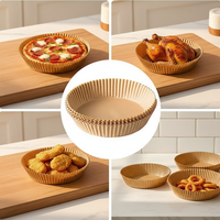Feuilles de cuisson pour friteuse à air chaud, 50 pièces, écologiques, 6,3 pouces, antiadhésives, en papier alimentaire, résistantes au four, anti-graisse, jetables