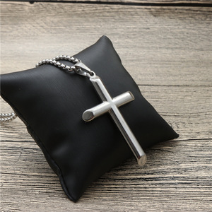 Cross Pendant <b>Necklace</b> Stainless Steel Unisex Gift Jewelry Silver White - Product Image 2