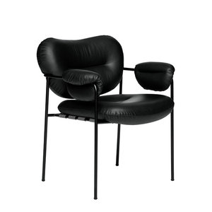 Silla de comedor de cuero moderna de lujo con diseño de pétalos <span class=keywords><strong>IronA</strong></span>, sillón de ocio para Hotel, restaurante, habitación OEM, muebles de restaurante - Product Image 2