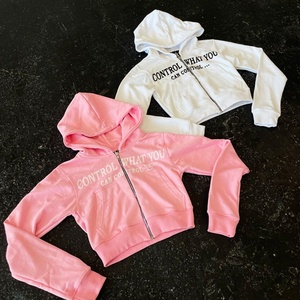 Custom Women High Quality Screen Print Pullover Hoodies Sweatshirt French Terry Top <b>Zip</b> <b>up</b> <b>Crop</b> Hoodies for Women - Product Image 1