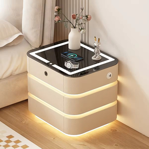 Mesita <span class=keywords><strong>de</strong></span> <span class=keywords><strong>Noche</strong></span> Inteligente Flotante Moderna con Luz, Multifuncional, Recargable, con <span class=keywords><strong>Tres</strong></span> <span class=keywords><strong>Cajones</strong></span>, Color Crema - Product Image 5