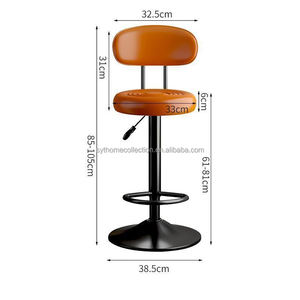 Tabourets de bar modernes SYT en PU lisse à dossier incurvé pour appartement <span class=keywords><strong>studio</strong></span>, tabourets de comptoir confortables à hauteur réglable pour petite cuisine - Product Image 3