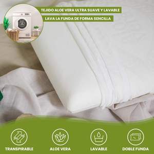 MOMMY COMFORT Paquete de 2 Almohadas Rectangulares de Espuma Viscoelástica de 70 cm con Núcleo Compacto y Funda de Tela Elástica con <span class=keywords><strong>Aloe</strong></span> <span class=keywords><strong>Vera</strong></span> - Product Image 4