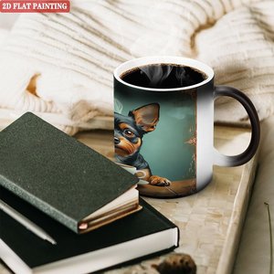 Taza Mágica de Cerámica Negra Esmerilada de 11 oz, Sensible al Calor, Cambia de Color, con Diseño de Perro - Product Image 3