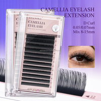 DANIKE Extensions de cils camélia 0.05/0.07 D Curl Mix 8-15mm Volume Extension de cils 3 ventilateurs multi-longueur Mega Eyelashes