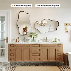 Espejo de Pared Decorativo Asimétrico Moderno Brauthon de 20\" X 36\", Metal Negro Ondulado con Forma Irregular - Product Image 5