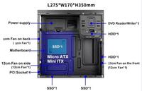 Caja de PC MicroATX Directa de Fábrica, Soporte de Acero SPCC 0.35, Panel Frontal USB, Acabado Mate para Oficina, 3 Ventiladores, Accesorios