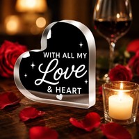 Exhibidor de Acrílico en Forma de Corazón con Texto Personalizado, Impresión UV, Recuerdo Romántico para San Valentín, Bodas, Día de la Madre