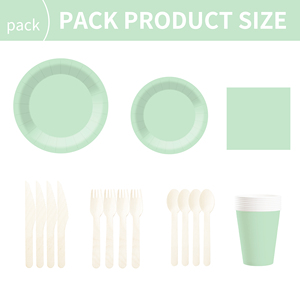 DAMAI – Vaisselle jetable unie vert opale pour fêtes, assiettes de 7 et 9 pouces, gobelets en papier, serviettes - Product Image 6