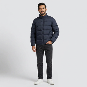 Custom <b>Men's</b> Puffer <b>Jacket</b> for Outdoor Use Waterproof Shell Thermal Fit Cold Rain Weather Zipper Front Stand Collar Winter - Product Image 1