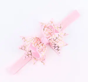 Wholesale mixed cheap elastic bow hair bands girls glitter lovely butterfly hair headbands