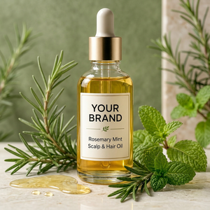 Traitement capillaire et huile nourrissante végétalienne à la menthe et au romarin pour le cuir chevelu, formule 2-en-1 adoucissante et rafraîchissante aux herbes - Product Image 1