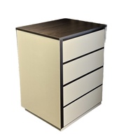 Table de chevet moderne en bois à quatre tiroirs avec double compartiment dissimulé, serrure à induction et ouverture latérale mécanique – Meuble de chambre à coucher