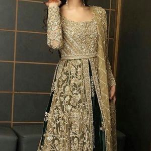 --Elegant--Bridal-<b>Jacket</b>-with-Lehenga-Dress with --Embellished in Crystal Glass Beads Stone Work <b>for</b> <b>Wedding</b>=2021... - Product Image 1