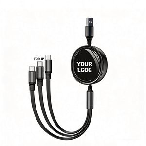 Wholesale Gift Round USBC for iPhone <b>Cables</b> <b>Micro</b> B C Portable Retractable Cord <b>USB</b> Charger Cords 3 in 1 Charging <b>Cable</b> - Product Image 1
