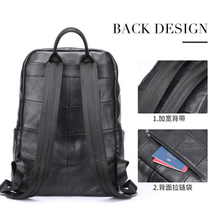 Mva Genuine Leather <b>Backpack</b> For Men 20L Solid Color Waterproof Business Casual Travel Laptop Bag - Product Image 2