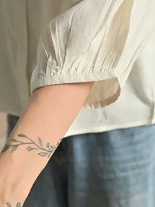 Chaleco de Algodón Liso con Mangas Raglán 3/4, Estampado Tejido, Secado Rápido, Forro Corto de Algodón, Elegante, Corte Entallado, Favorecedor, para Mujer, Verano - Product Image 3