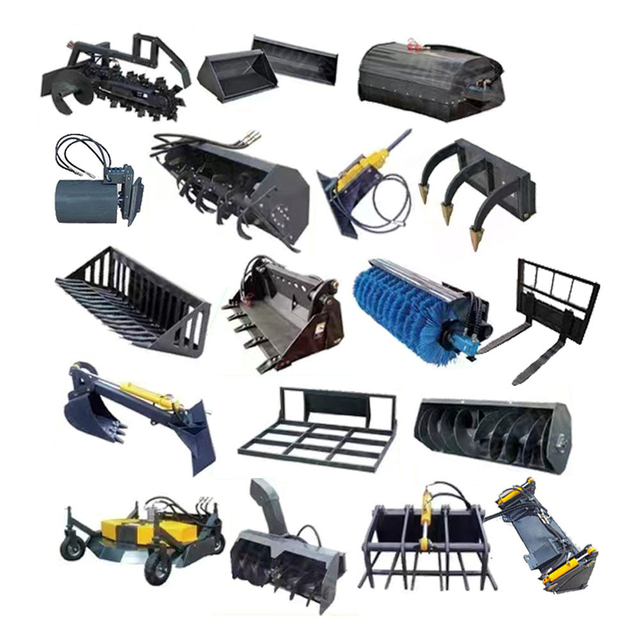 Skid Steer Loader Skid Steer Attachments with Grader Trimmer Trencher Stump Grinder Sweeper Grass Cutter Mulcher Breaker Mower