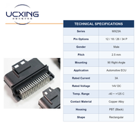 Conector de ECU Automotriz Serie MX23, Paso de 2.5mm, 12/18/26/34 Pines, Conector Macho en Ángulo Recto, Contactos de Aleación de Cobre, 14V DC 3A