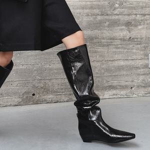 WETKISS, venta al por mayor, <span class=keywords><strong>botas</strong></span> <span class=keywords><strong>de</strong></span> <span class=keywords><strong>cuña</strong></span> <span class=keywords><strong>de</strong></span> tacón oculto sin cordones, <span class=keywords><strong>botas</strong></span> hasta la rodilla con punta cuadrada, <span class=keywords><strong>botas</strong></span> anchas <span class=keywords><strong>de</strong></span> pantorrilla, <span class=keywords><strong>botas</strong></span> holgadas largas para mujer, zapatos <span class=keywords><strong>de</strong></span> invierno - Product Image 5