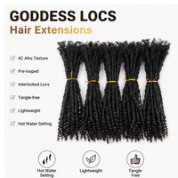 Extensions de dreadlocks Goddess Locs en cheveux indiens 4C, texturées vierges, crochets entrelacés, double trame, micro-liens, anti-emmêlement