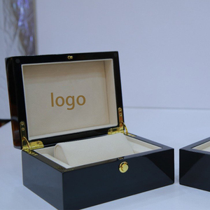 Luxury Presentation Case <b>Black</b> Wooden Watch <b>Box</b> Leather Lined Watch Case Gift Packaging Display Storage <b>Box</b> Custom Logo - Product Image 6