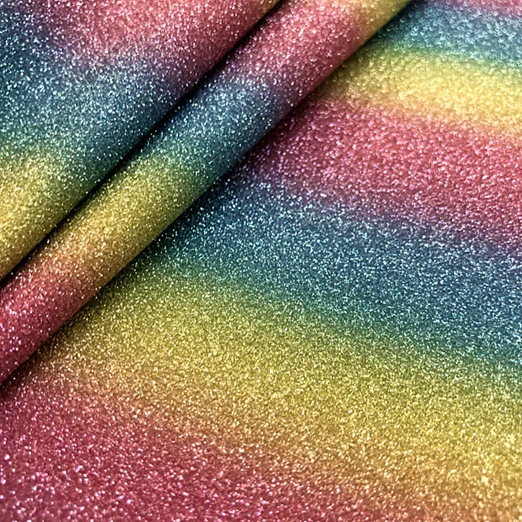 Glitter Rainbow pu leather material for bags and shoes