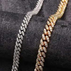 2021 nuovo 925 argento Vermeil ghiacciato diamanti Moissanite collana 1 fila cubano catena collane braccialetto Hip Hop gioielli uomini donne