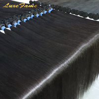 Grossiste de mèches de cheveux brésiliens vierges bruts, alignées sur les cuticules, en vrac, qualité supérieure, double tirage, extensions de cheveux humains