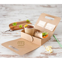 Vente en gros de carton pliable en couleur avec impression, boîte d'emballage alimentaire pour le déjeuner, la boisson, le porte-gobelet avec couverts