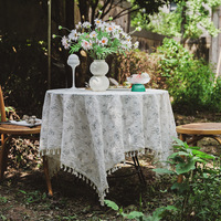 Nappe de Table blanche à fleurs Pastoral, nappe de Table rectangulaire et ronde, décoration en dentelle, pour la maison et le mariage