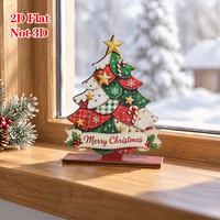 Décoration de Noël en bois rose à carreaux en forme de sapin pour la maison, ambiance festive