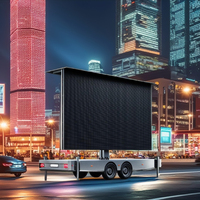 Écran publicitaire LED mobile extérieur sur remorque, couleur intégrale, avec élévateur hydraulique, personnalisable, certifié CE