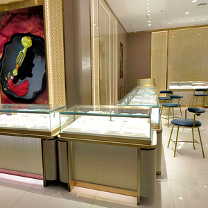 Cao cấp sang trọng vàng trang sức Showcase cửa hàng hiển thị truy cập với thiết kế nội thất tủ đồ trang sức với ánh sáng - Product Image 4