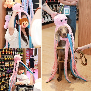 Juguete para perros con forma de pulpo de 1 metro de largo que emite sonidos, permite jugar al tira y afloja, ayuda con la dentición y proporciona entretenimiento para perros medianos a grandes. - Product Image 1