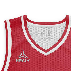 Camisetas de Baloncesto Healy Rojas y Blancas con Cuello en V, Cómodas y Ligeras, de Tela de Poliéster, de Alto Rendimiento, sin Mangas - Product Image 3