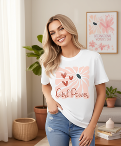 T-shirt Girl Power da donna, casual, con stampa floreale, 100% cotone, girocollo, manica corta, vestibilità regolare - Product Image 2