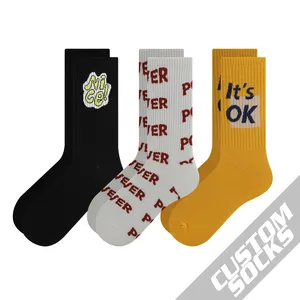 Ücretsiz tasarım ve MOCK-UP tasarım ve kendi Logo Made yaptı özel tasarım erkekler ekip çorap özel Logo örgü pamuk çorap