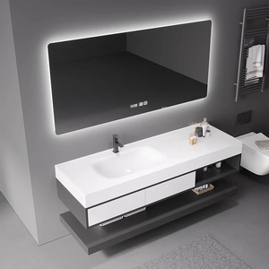 Customized Cream Style Rock Slab Hot Bending One-piece Seamless Ceramic Basin Bathroom <strong>Cabinet</strong> Combination Toilet Semi-<strong>circle</strong> - Product Image 3