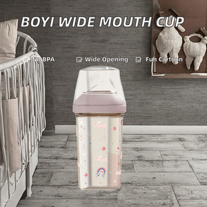 Botella de Alimentación para Bebés Boyi de Boca Ancha, Calibre Grande, Libre de BPA, PPSU, Flujo Variable, Anti-flatulencia, Anti-caída, Diseño de Dibujos Animados, Silicona - Product Image 2