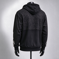 Sweat-shirt à capuche pour homme, noir, avec empiècements jacquard, logo circulaire imprimé, poche kangourou, manches longues, style streetwear, OEM ODM, vente en gros