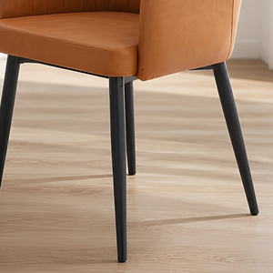 Chaise de salle à manger en cuir haut de gamme, <span class=keywords><strong>fauteuil</strong></span> rembourré avec pieds en métal, dossier incurvé pour la maison, l'hôtel, le restaurant - Product Image 5