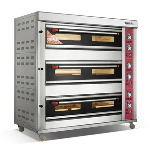 GAS DECK OVEN Yoslon Komersial 3 Deck 9 Nampan Roti Panggang Roti Oven Gas Deck Oven Pizza