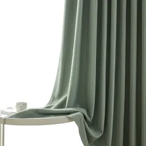 2024 New Nordic Simple Light Luxury Striped Cloth Crumpled Blackout Curtain Fabric For Living Room Bedroom