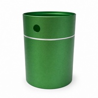 Casing Silinder Aluminium Presisi CNC Dua Bagian, Warna Hijau Anodized, dengan Lubang Samping untuk Humidifier Aromaterapi