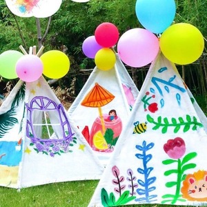 Children's Painting <b>Tent</b>, Hand-painted Graffiti, Pure White Outdoor Household Activity Triangular <b>Small</b> <b>Tent</b>, Baby Play House - Product Image 3