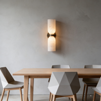 Applique murale LED de luxe Tyson Linear en marbre d'albâtre espagnol et cuivre, pour la décoration intérieure, les hôtels, les passages et les couloirs