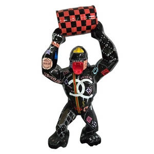 Tùy chỉnh Lifesize sợi thủy tinh graffiti Hoang Dã <span class=keywords><strong>Kong</strong></span> điêu khắc cho phòng trưng bày nghệ thuật văn phòng Sân Nhà phòng tập thể dục trang trí - Product Image 4