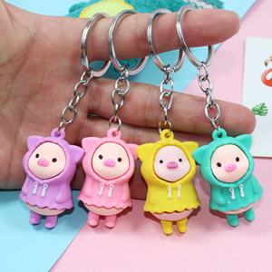 พวงกุญแจโปรโมชั่นแบบกำหนดเอง 3 มิติ รูปการ์ตูนหมูน่ารักสีชมพู ทำจากยาง PVC นิ่ม - Product Image 6